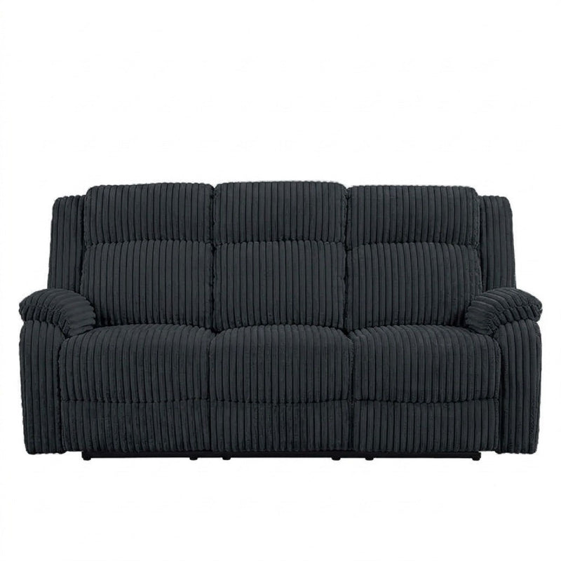 Motion Reclining Sofa With Seat And Adjustable Footrests For Living Room - Black
