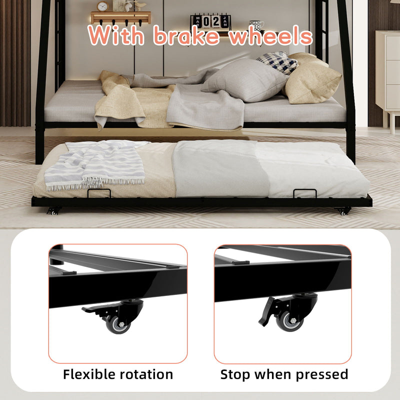 Bunk Bed For Kids, Convertible Frame With Ladders & Guardrail