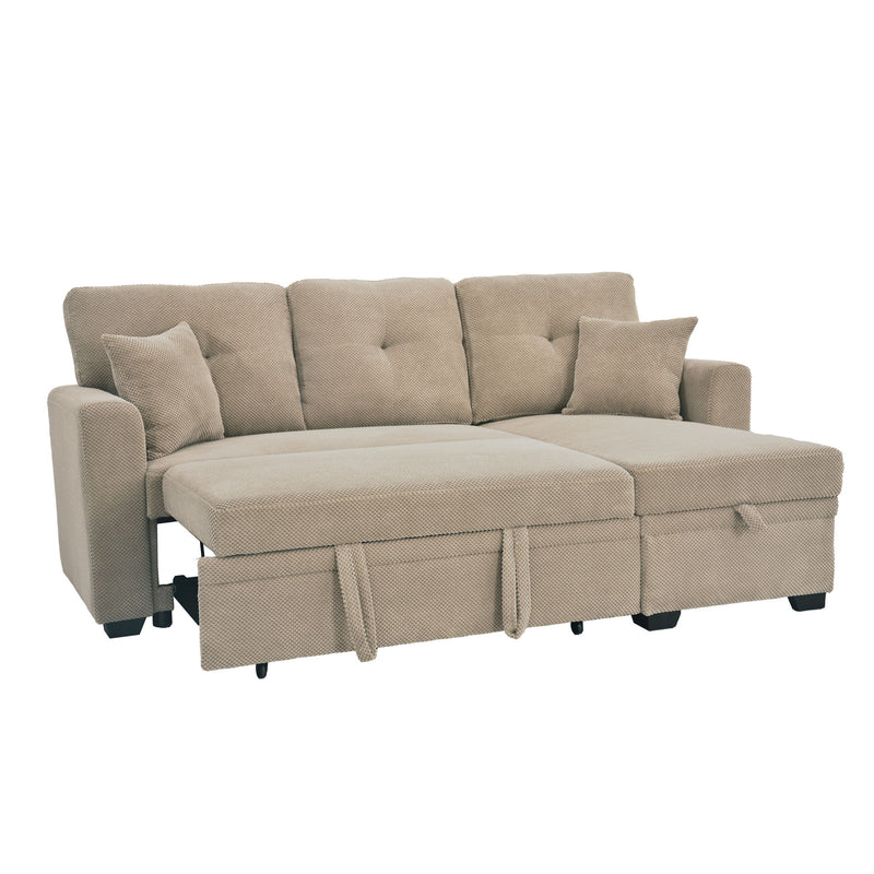 Sleeper Sectional With Pull Out Bed, Reversible Chaise
