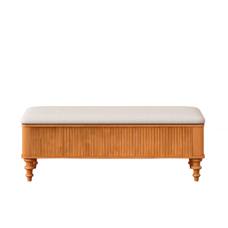 Storage Ottoman Bench For Living Room - Natural