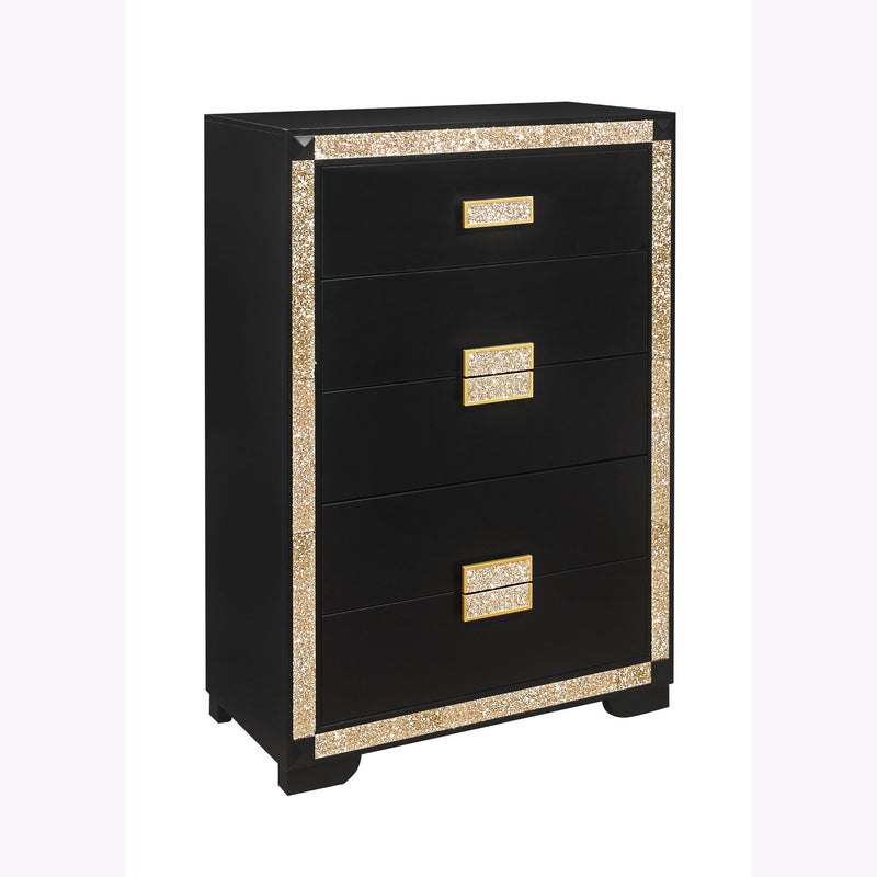 Lively - Chest With Glitter Detail And Thick Bar Handle Hardware - Black
