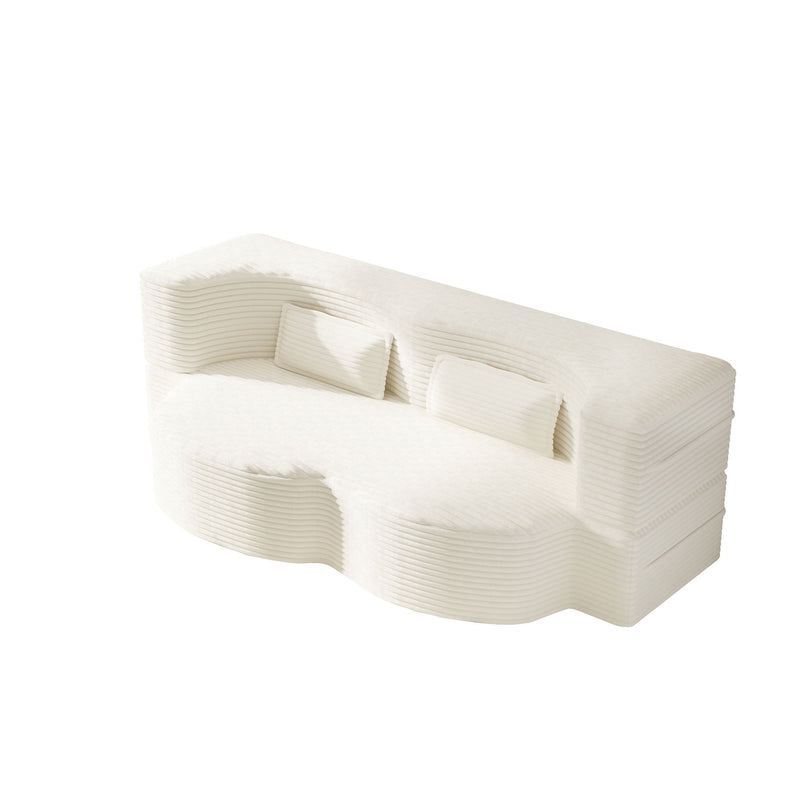 Floor Sofa With 2 Pillows, Convertible Twin Size Mattress For Living Room