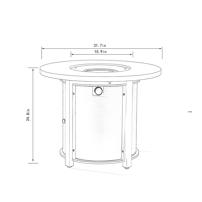 Propane Gas Fire Pit Table, 50000 Btu Round Steel Fire Pit