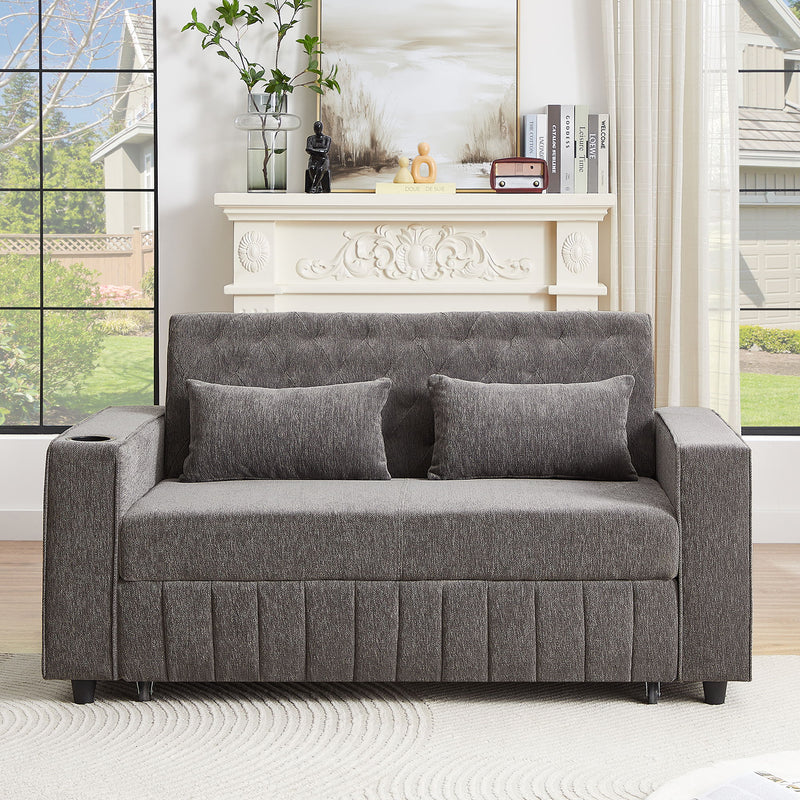 Pull-Out Sofa Bed Convertible Couch With Adjustable Backrest For Living Room