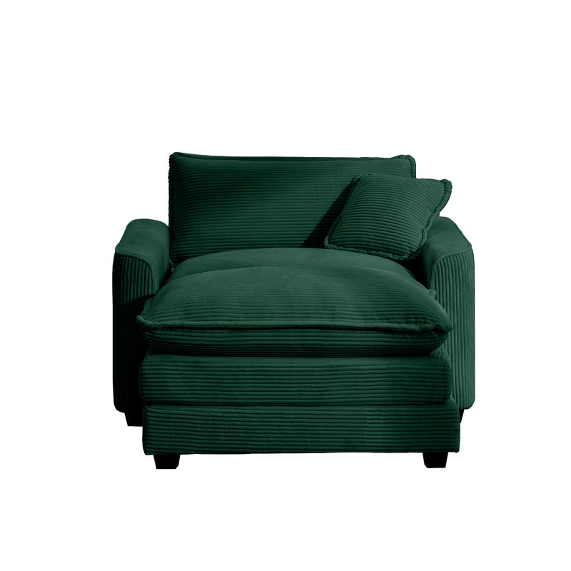 Classic Modern Comfortable Single Chair Deep Seat Sofa With Footstool