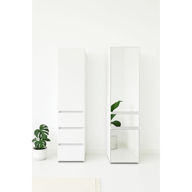 Elise - Modular Closet System With Mirror - White - Wood