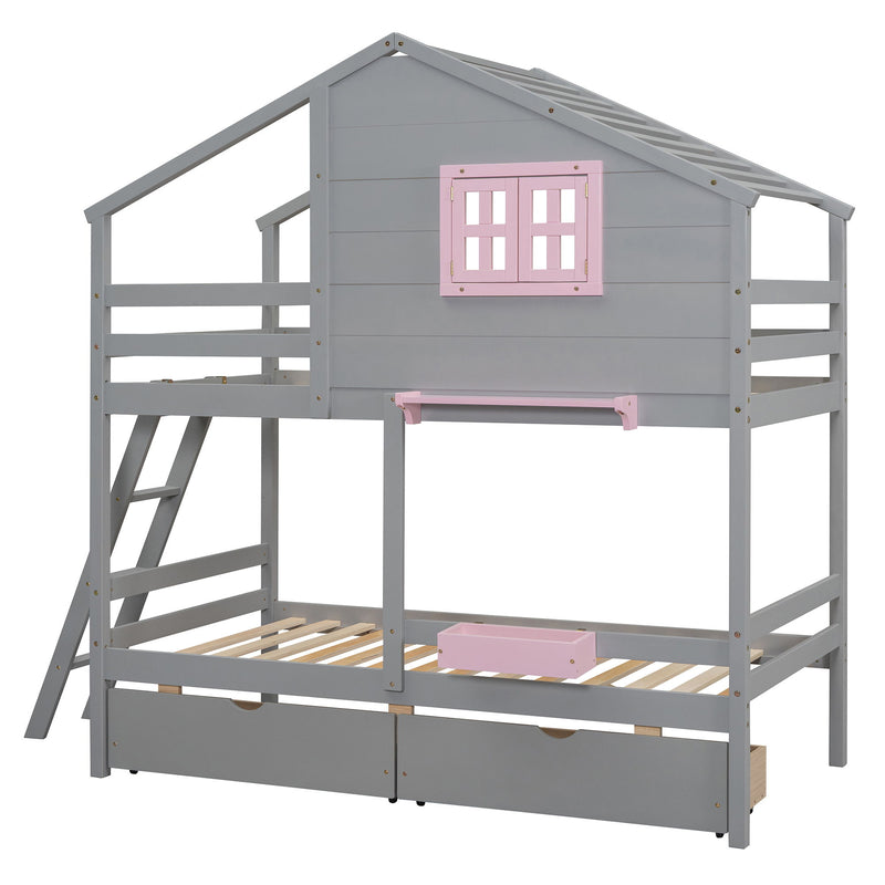 Bunk Bed With Playhouse Roof And Window