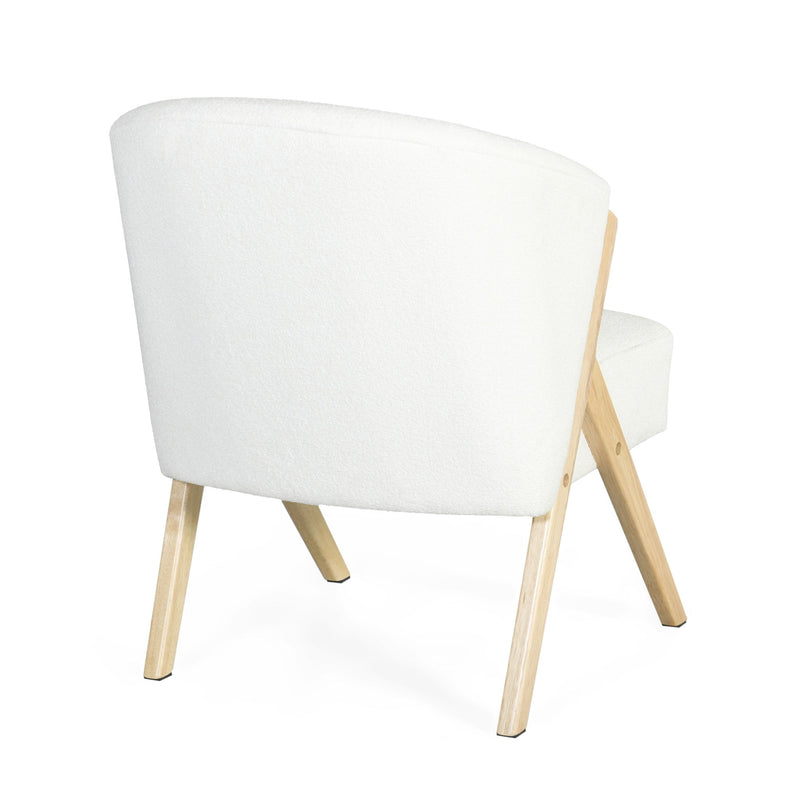 Modern Accent Chair With Polyester Upholstery And Minimalist Lounge Chair For Living Room, Bedroom, Or Office - White