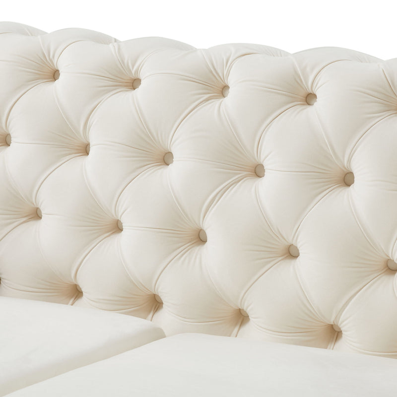 2 Seater Loveseat Sofa With Button Tufted Diamond Grid & 2 Pillows For Living Room