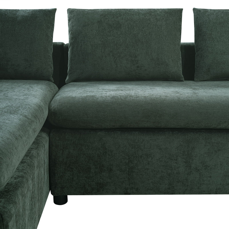 Modern L Shaped Sectional Sofa With Upholstery And Wooden Storage