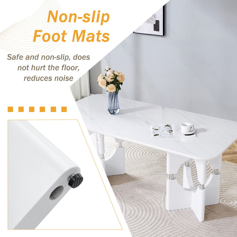 Modern Dining Table With Sleek Hollow-Out Frame And Accents