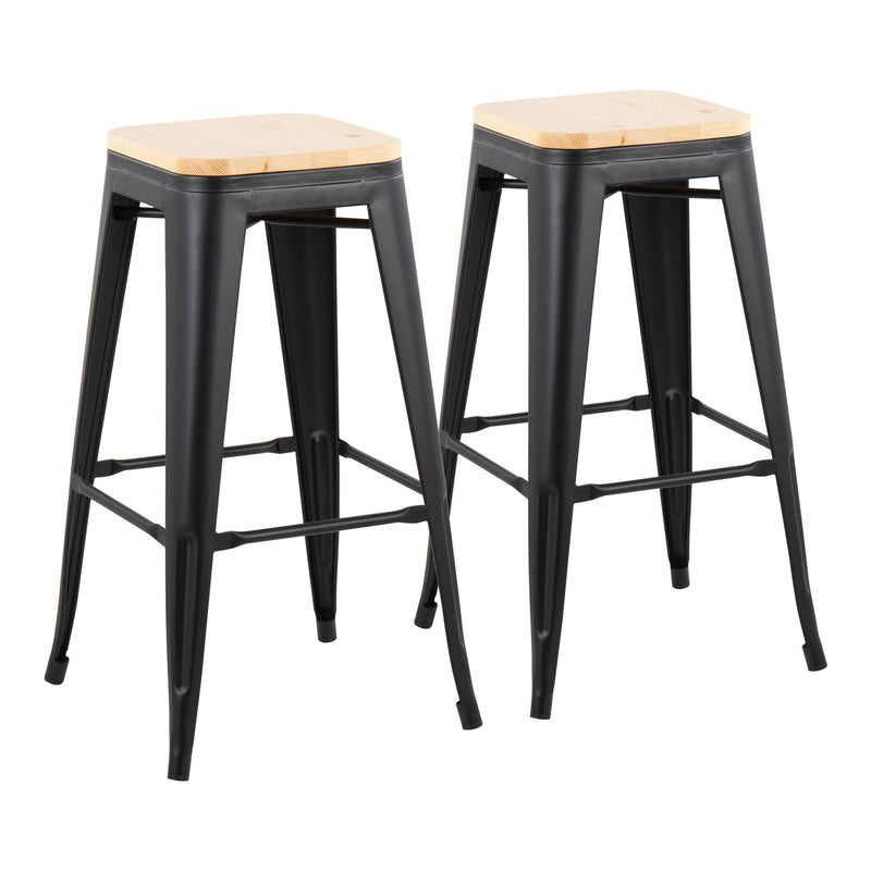 Oregon - Contemporary Barstool (Set of 2) - Black / Natural