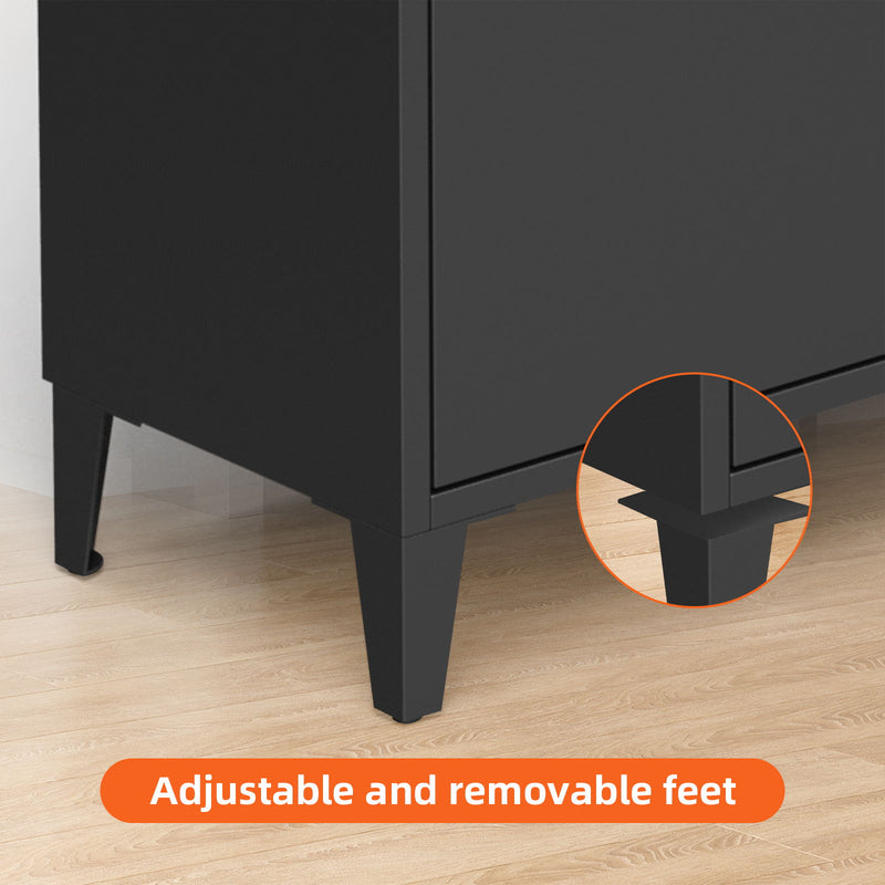 3 Drawer All Steel Shoe Cabinet, Freestanding Storage Organizer With Flip Door