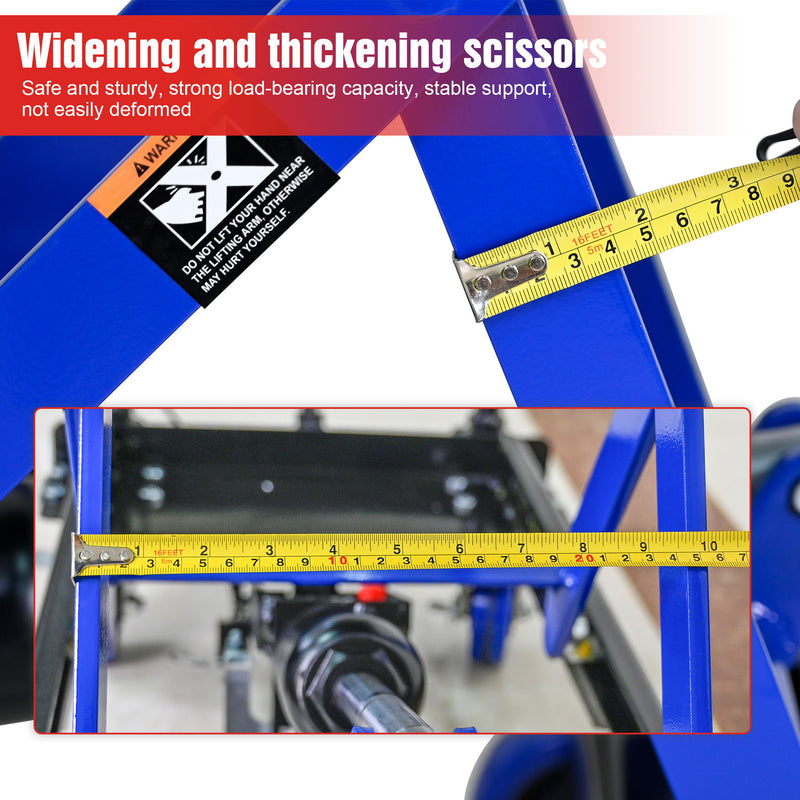 Hydraulic Lift Trolley, 500 Lbs Capacity, With 4 Wheels, For Material Handling And Transportation - Black / Blue