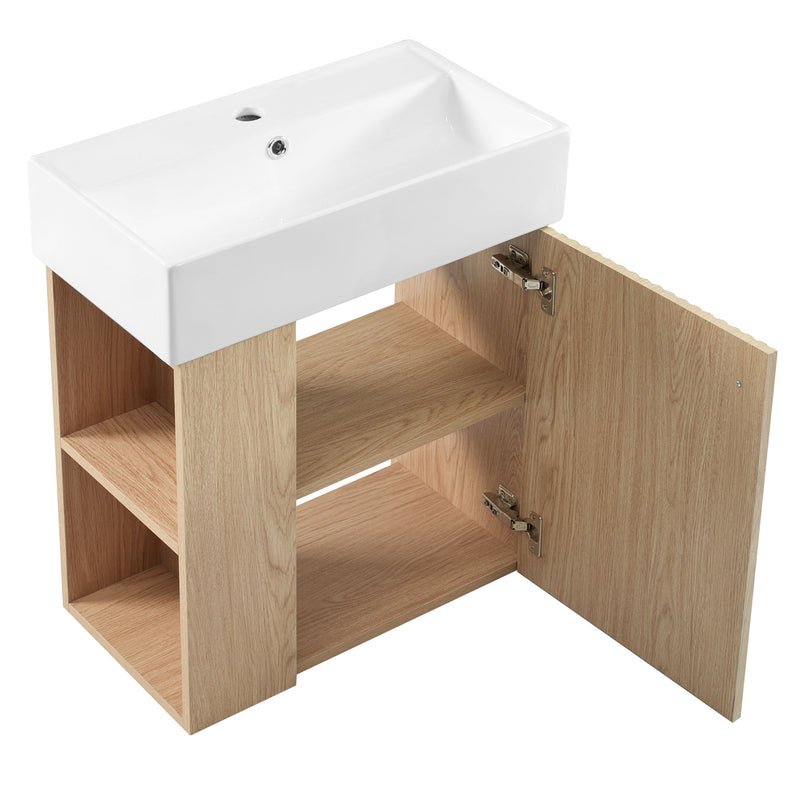 Modern Floating Bathroom Vanity With Ceramic Basin Perfect For Small Bathrooms