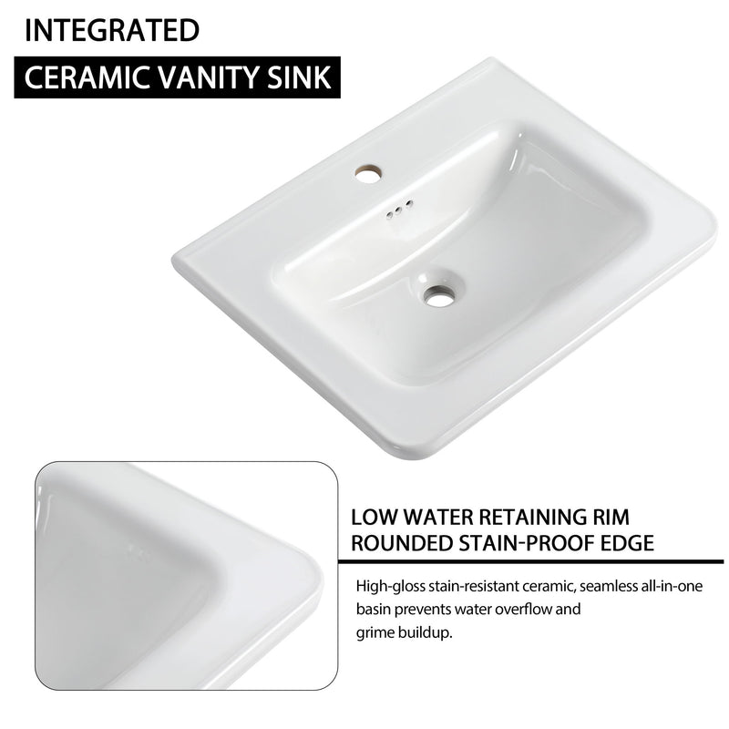 Wall Mounted Bathroom Vanity With Sink, Storage Shelves & Soft Close Door