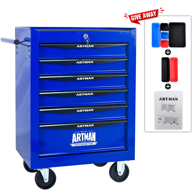 Rolling Metal Tool Chest With Drawers, Steel Storage Cabinet With Ball Bearing Slides
