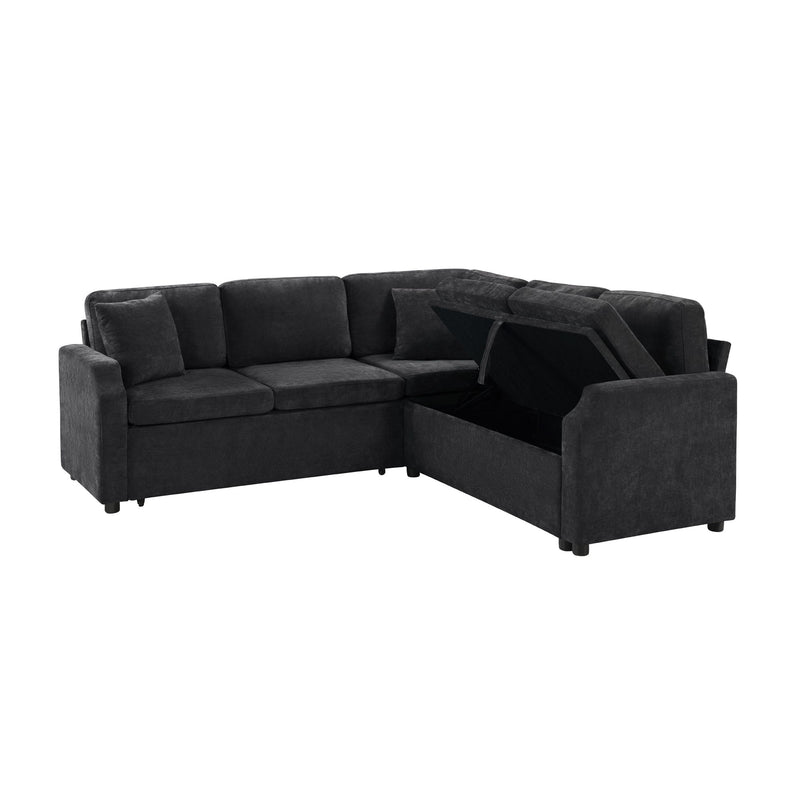 Modern L Shaped Sectional Sofa Bed With Hidden Storage Upholstery