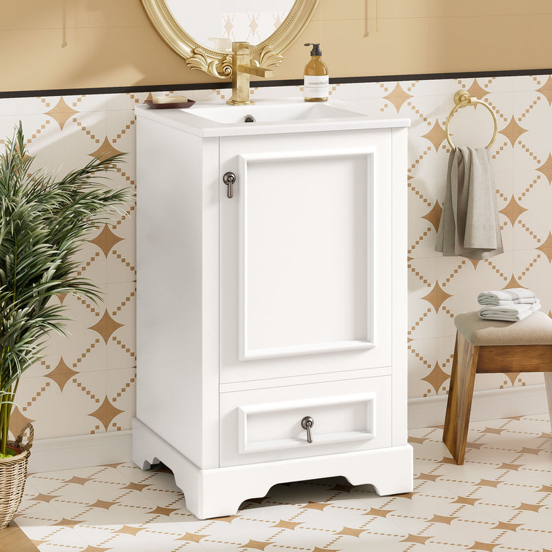 Bathroom Vanity With Sink, Soft Close Door, Adjustable U-Shaped Shelf