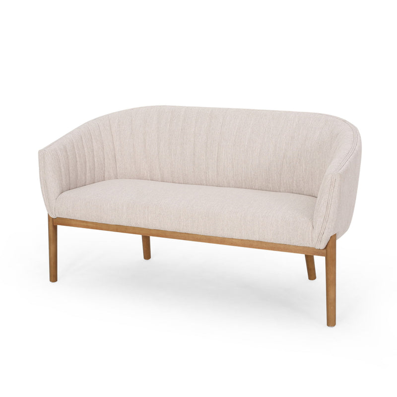 Mid Century Modern Loveseat With Channel Stitched Backrest