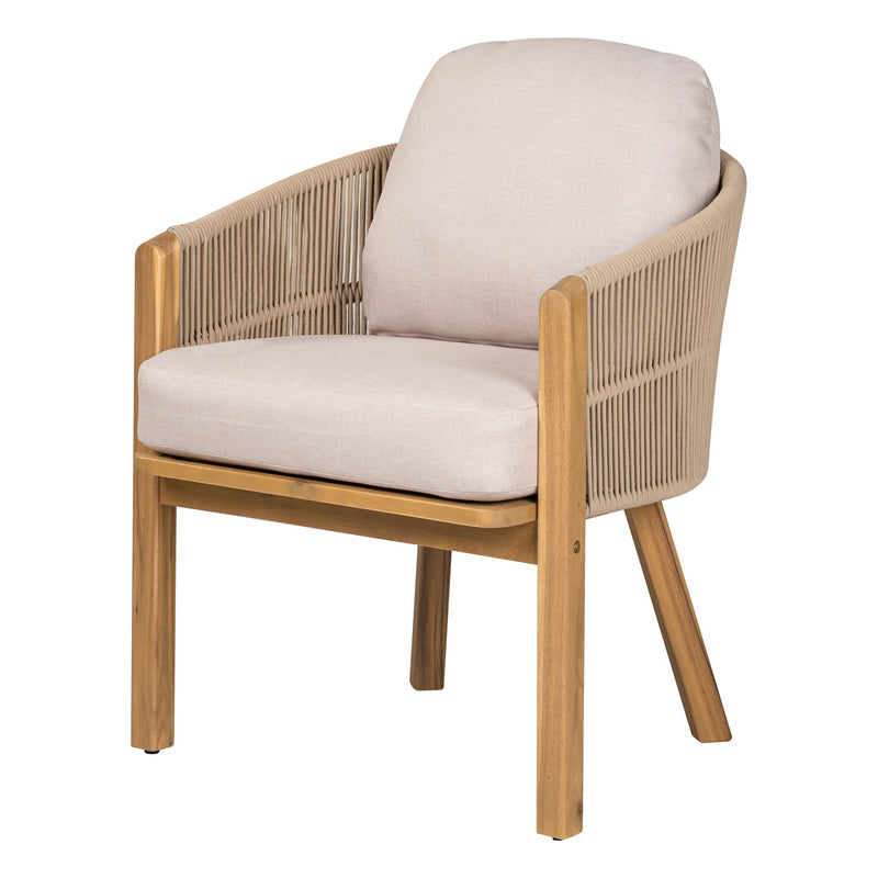 Grotta - Outdoor Dining Arm Chair (Set of 2) - Teak / Beige