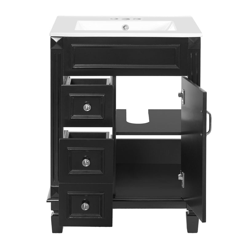 Bathroom Vanity With Sink, Compact Cabinet & 2 Drawers And Adjustable Shelf