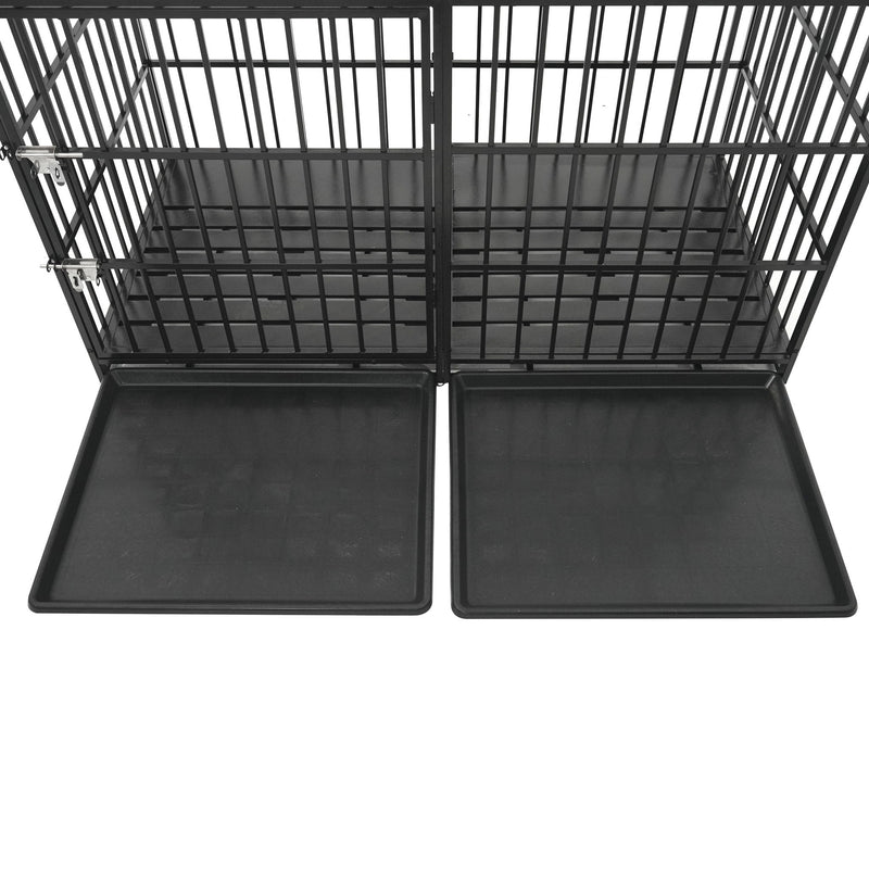 Extra Large Heavy Duty Dog Crate With Removable Pans For Dogs - Black