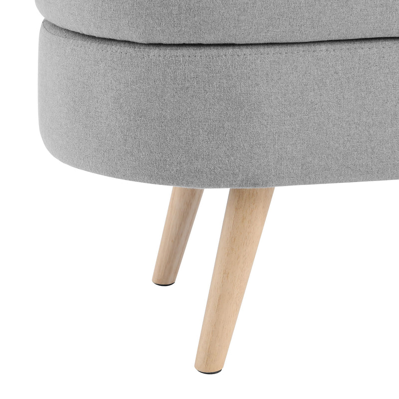 Ottoman Oval Storage Bench With Rubber Wood Legs Linen - Gray