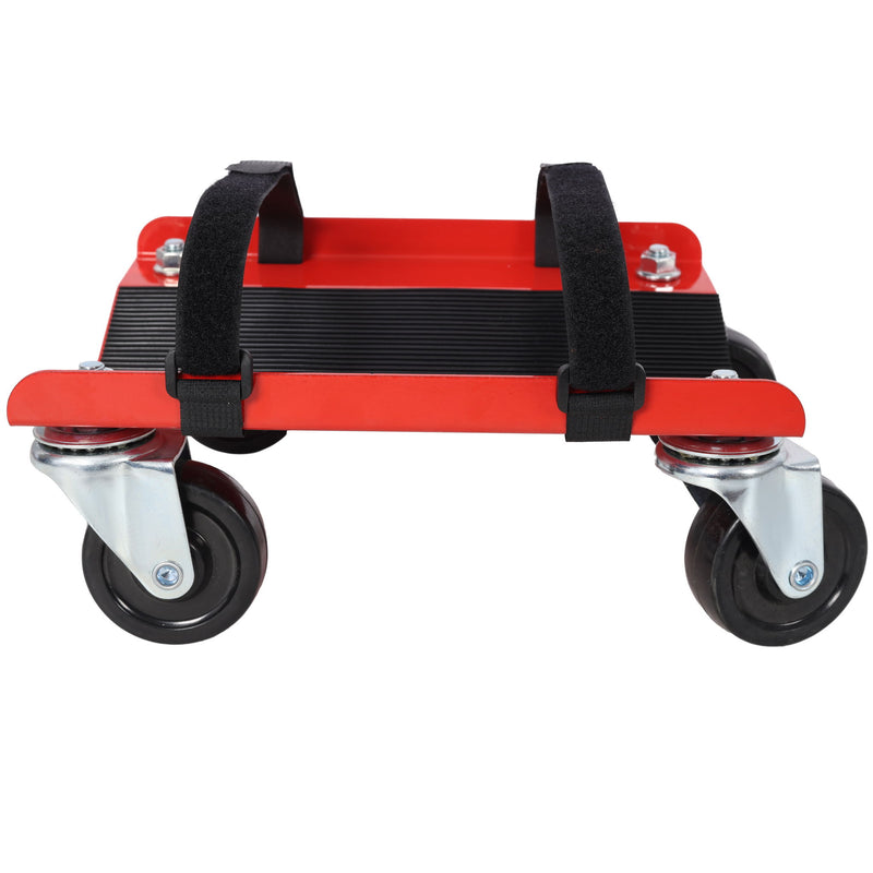 Heavy Duty Snowmobile Dolly V Slide With 2.5" Swivel Casters, Rubber Pad, 1500Lbs Capacity Steel - Red