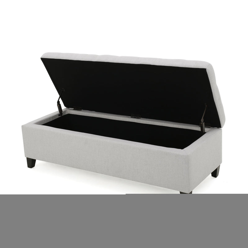 Upholstered Storage Ottoman Bench, Foot Rest For Bedroom