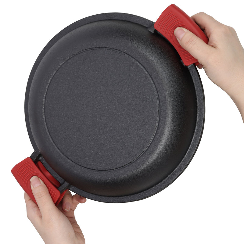 Pre-Seasoned Cast Dutch Oven 2 In 1 With Dual Handles And Covers, 5 Quart - Black