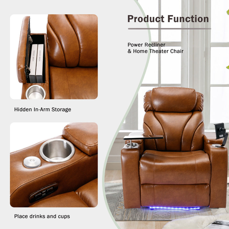 Power Motion Recliner Electric Power Recliner With USB Charging Port, Hidden Arm Storage, Convenient Cup Holder And tooth Speaker