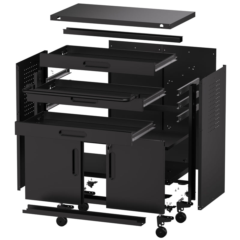 Rolling Tool Cabinet Heavy Duty Garage Storage With Lockable Doors