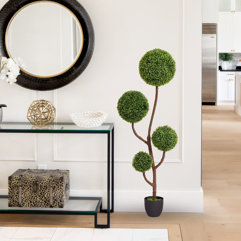 Artificial Boxwood Topiary Tree Triple Ball Shaped Faux Plant 150 Cm - Green