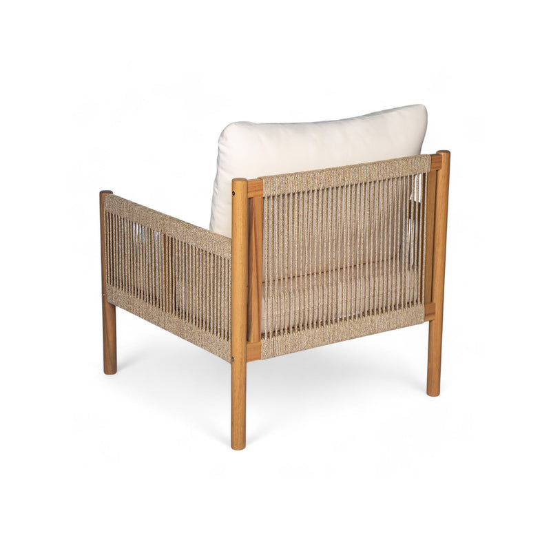 Modern Outdoor Woven Lounge Chair With Solid Wood Frame - Teak