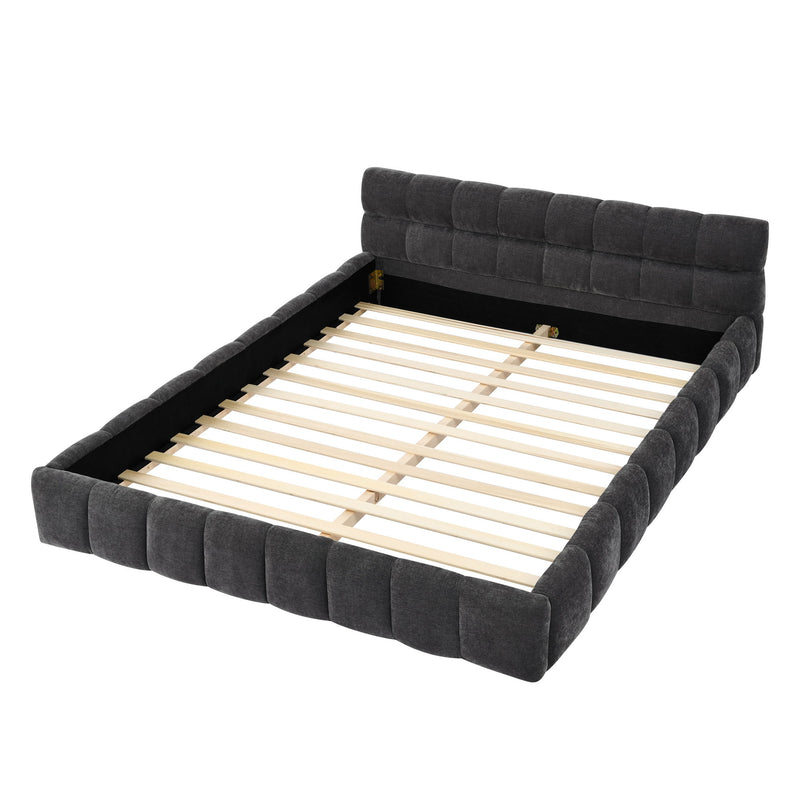 Modern Platform Bed Frame With Thick Fabric