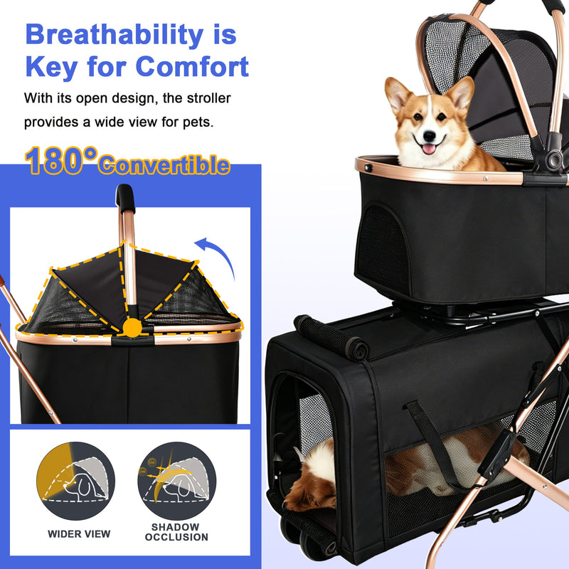 Double Pet Stroller For Dogs And Cats