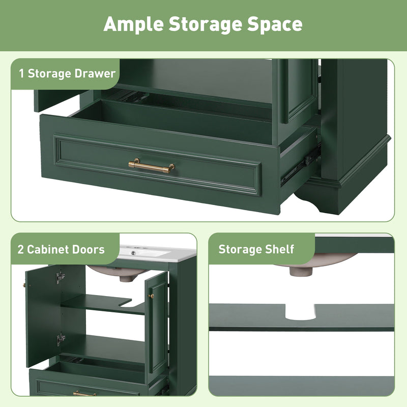 Bathroom Vanity With Sink, Cabinet & 2 Soft Closing Doors & Adjustable Shelf