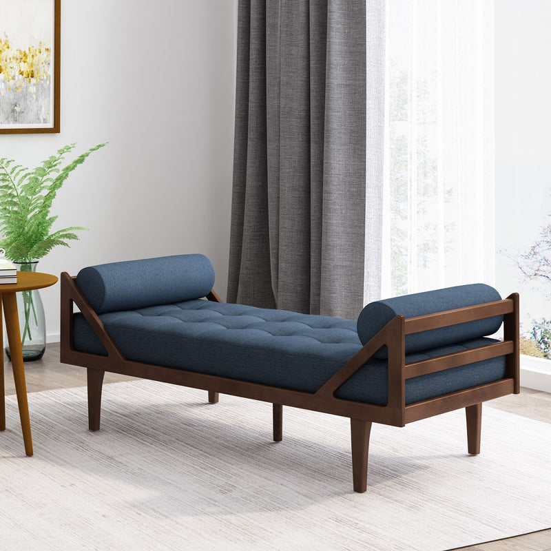 Chic Contemporary Chaise Lounge With Button Tufting And Bentwood Structure