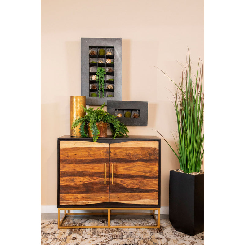 Denali - 2 Door Accent Cabinet With Variegated Grain Doors And Soft Base - Walnut