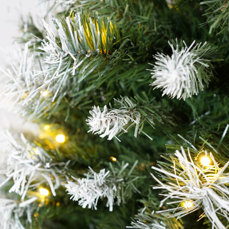 Artificial Christmas 3 Piece Set Wreath And 2 Entrance Trees With LED Lights - White / Green