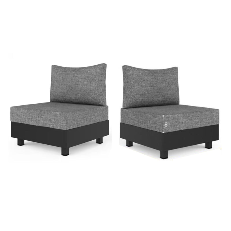 Modular Armless Chairs With Coffee Table For Garden (Set of 2) - Gray