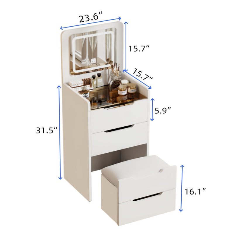 3 In 1 Vanity Desk With Flip Top Mirror, Compact Makeup Table With Glass Top And 3 Drawers