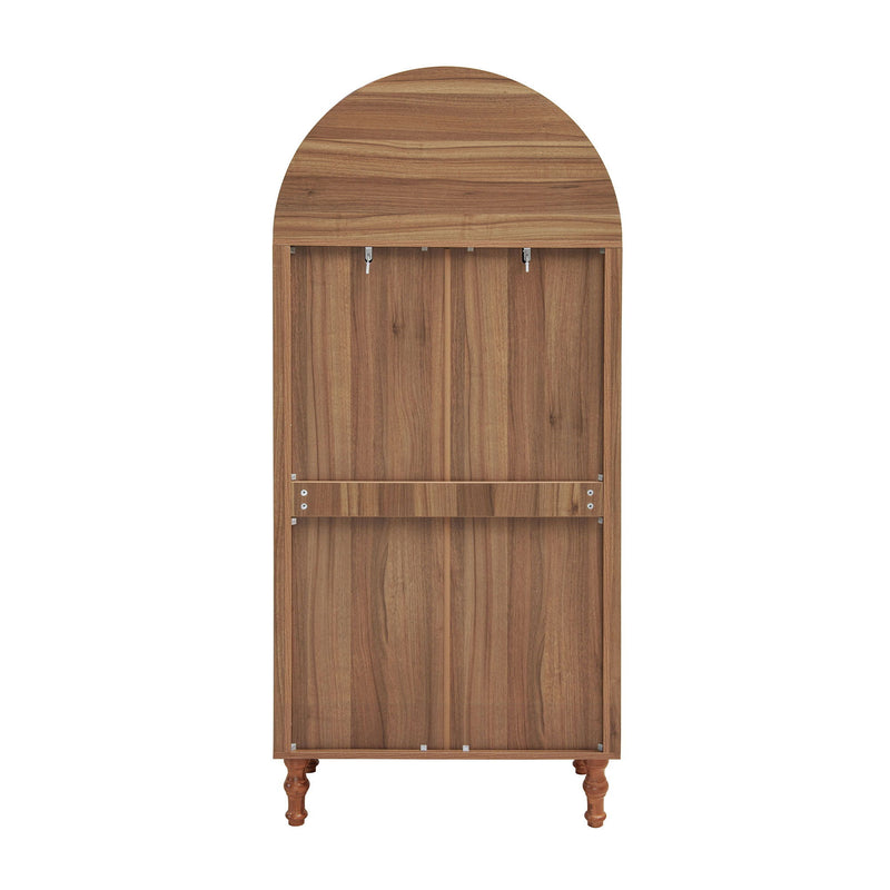 Tall Kitchen Pantry Cabinet With Hollow Carved Doors 2 Drawers And Adjustable Shelves Storage Display Cabinet For Kitchen Dining Room Or Living Room - Walnut