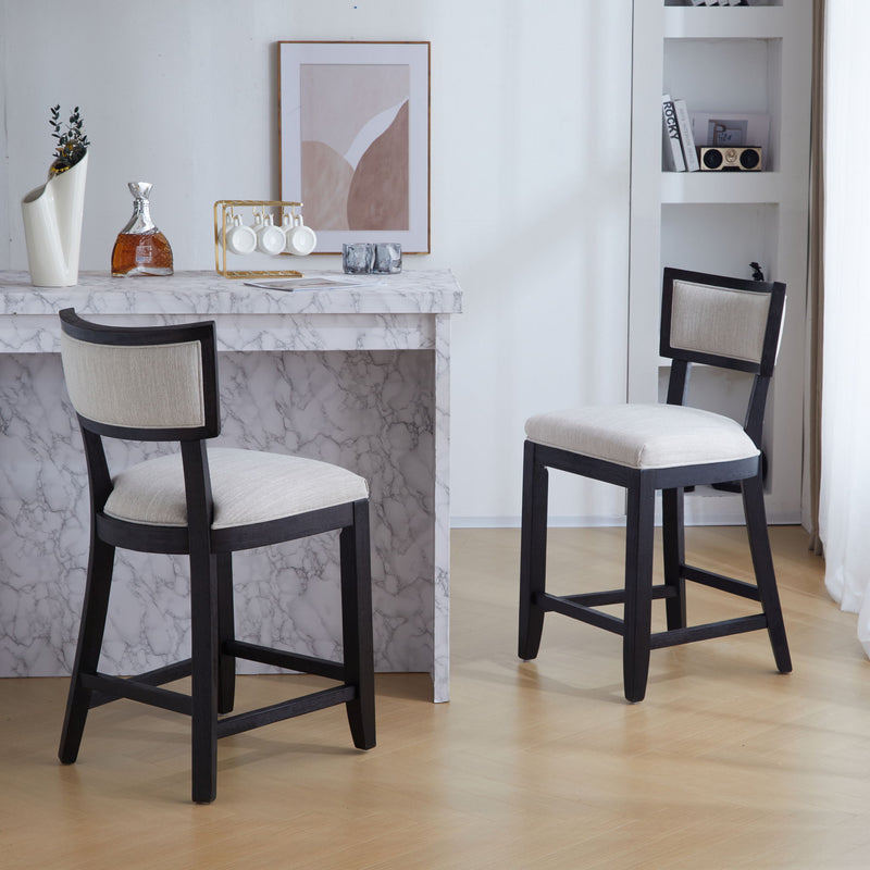 Upholstered Counter Height Bar Stools With Comfy Back (Set of 2)