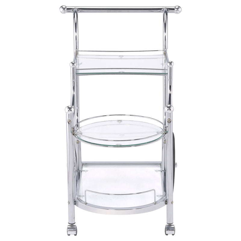 Reia - 3 Tier Cart With Casters & Tempered Glass Design - Chrome