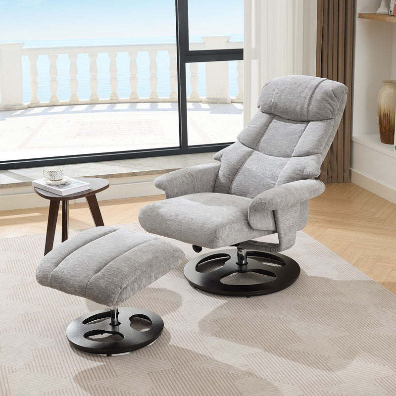 Ergonomic Recliner Chair With Ottoman, Modern 360° Swivel With Footstool