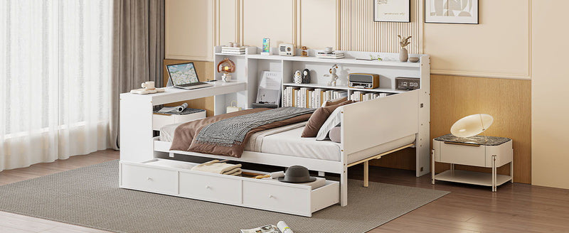 Daybed With 3 Drawers USB Ports And Desk