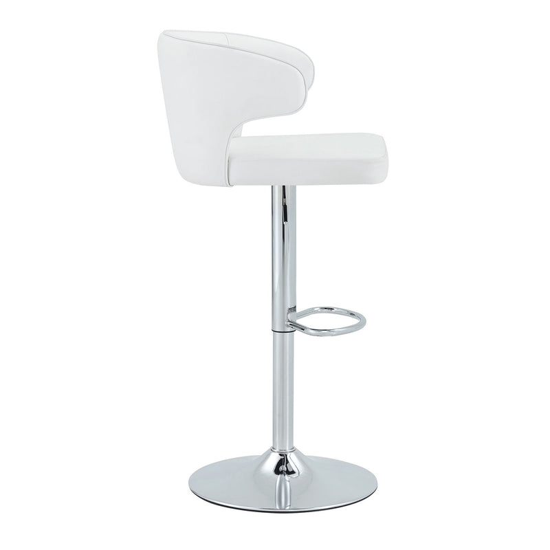 Adjustable Swivel Bar Chair With High Back Support For Kitchen Counter (Set of 2) - White / Silver
