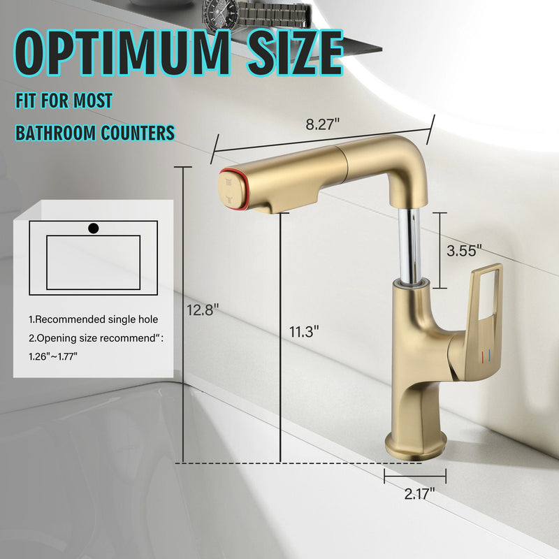 Pull Down Vessel Faucet With Lift Spout & Dual Spray Modes